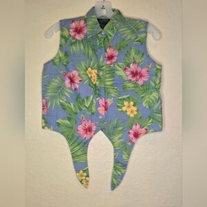 Ralph Lauren Womens Floral Top And Bottom Set - Blue, Green, Pink